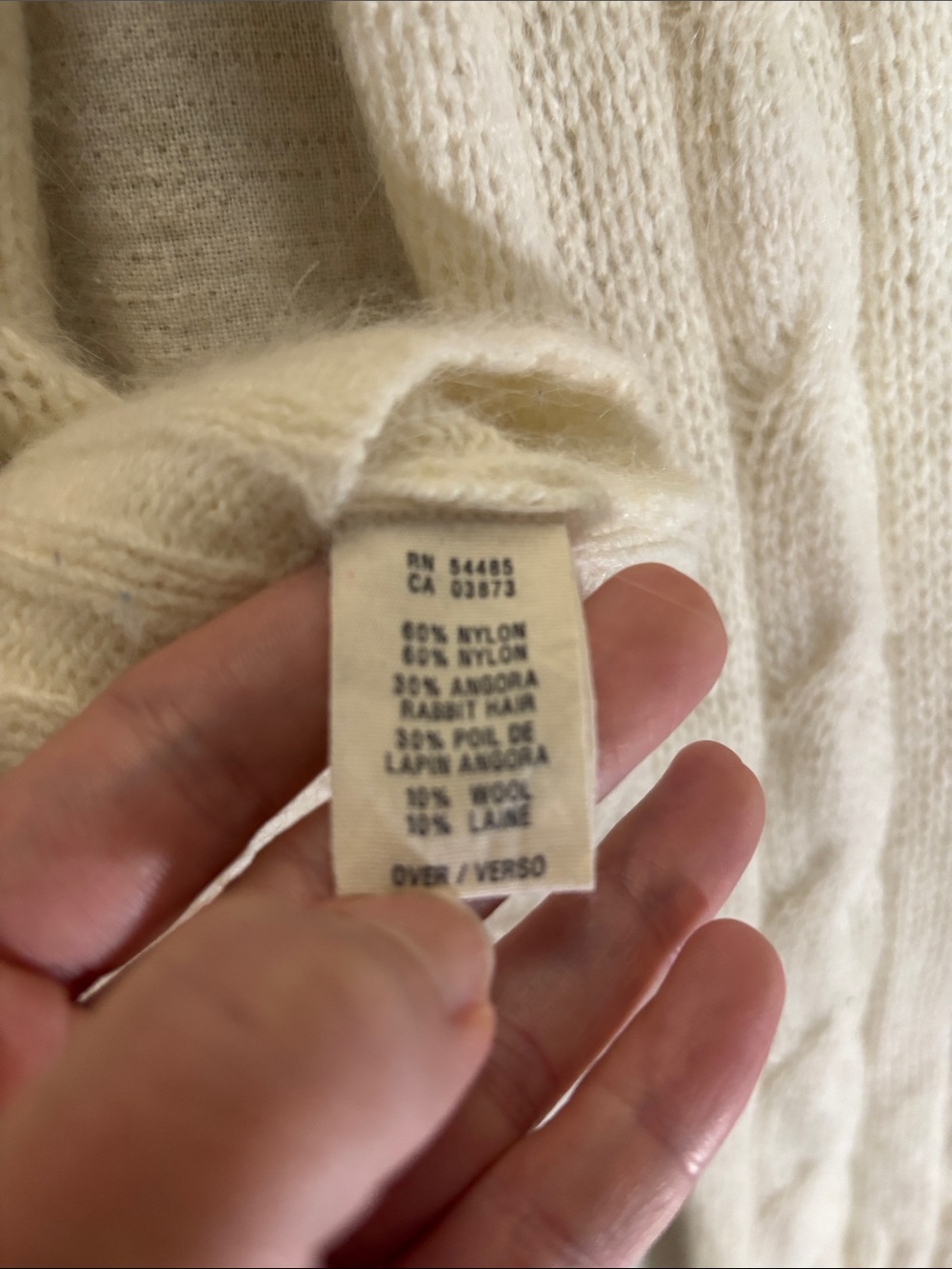 Vtg Y2K American Eagle Angora Wool Blend Cable Knit Hooded Sweater Sheer XL - Picture 4 of 9